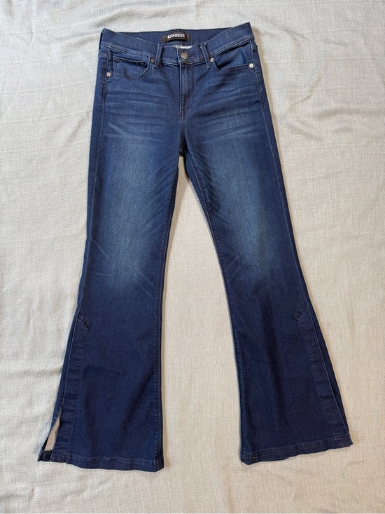 Express Denim - Express Super Soft Stretch+ Bell Flare Dark Wash Blue Women's Jeans